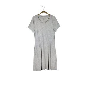 Toad & Co Windmere Dress Heather Gray Short Sleeve Mini Stripe Womens Size Large